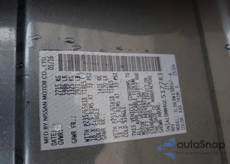 2016 Infiniti Qx60 from USA, damaged, VIN 5N1AL0MM4GC517783